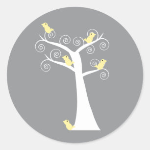 Vijf Yellow Birds in een Tree Sticker