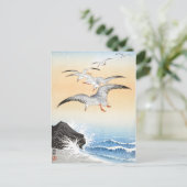 Vijf zeegarren boven het turbulente zee - Ohara Ko Briefkaart (Staand voorkant)