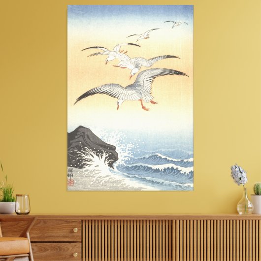 Vijf zeemeeuwen uitgerekt canvas (Insitu (Woonkamer))