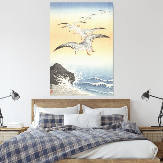 Vijf zeemeeuwen uitgerekt canvas (Insitu (Slaapkamer))