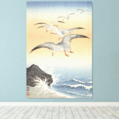 Vijf zeemeeuwen uitgerekt canvas (Insitu (Houten vloer))