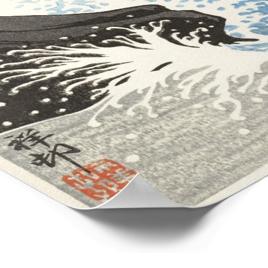 Vijf zeemijlen boven het turbulente Zee door Ohara Poster (Hoek)