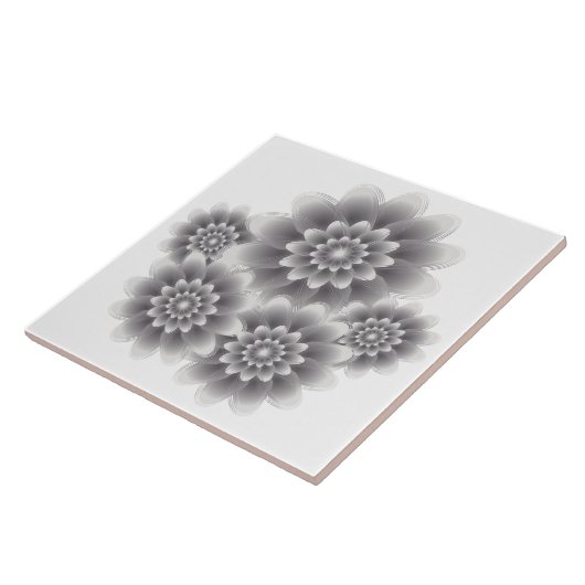 Vijf zilveren bloemen tegeltje (Zijkant)
