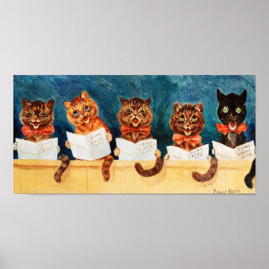 Vijf zingende katten, Louis Wain Poster (Voorkant)
