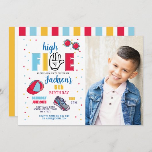 Vijf zonneschermen voor de vijfde verjaardag van d kaart (Voorkant / Achterkant)