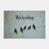 Vijf zwarte Krogen op een draad Deurmat (Voorkant)