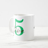 Vijfde 5 Jaar Jubileum met Personalisatie Koffiemok (Voorkant links)