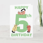Vijfde 5e verjaardag Doodle Cats aangepast bericht Kaart (Voorkant)