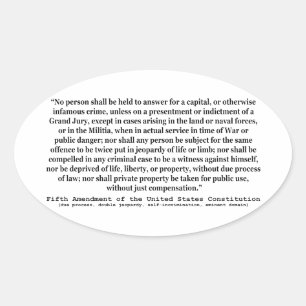 Vijfde amendement op de grondwet van de Verenigde  Ovale Sticker