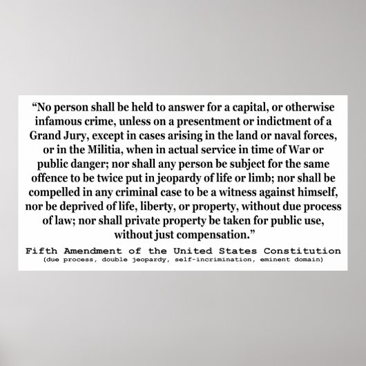 Vijfde amendement op de grondwet van de Verenigde  Poster (Voorkant)