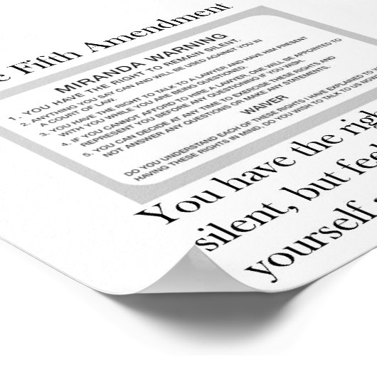 Vijfde amendement Poster (Hoek)