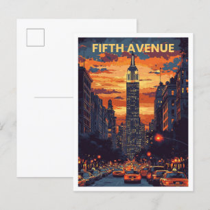 Vijfde Avenue New York USA Kunst Vintage Reizen Briefkaart