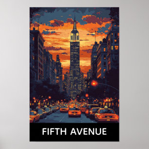 Vijfde Avenue New York USA Kunst Vintage Reizen Poster
