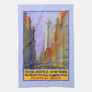Vijfde Avenue New York Vintage Image Towel paars Theedoek