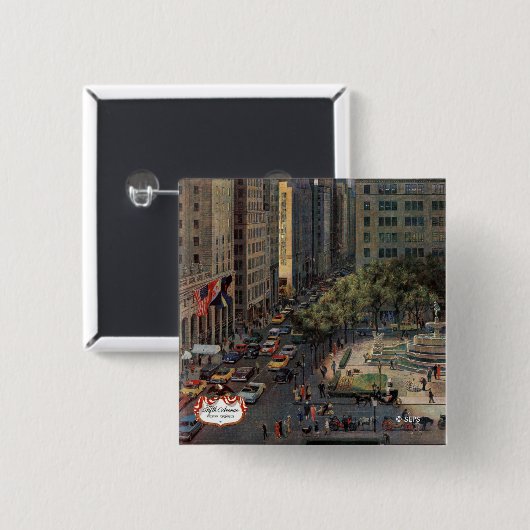 Vijfde Avenue van John Falter Vierkante Button 5,1 Cm (Voorkant /achterkant)