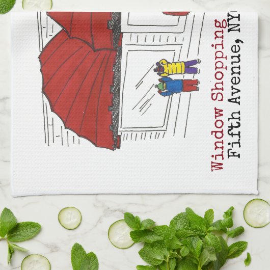 Vijfde Avenue Window Shoping New York City NYC Theedoek (Gevouwen)