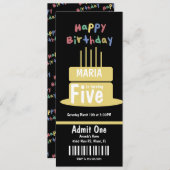 Vijfde 'Birthday Cake Ticket Party' draaien Kaart (Voorkant / Achterkant)