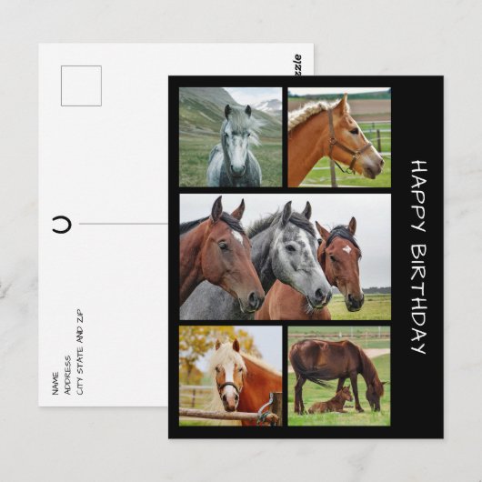 Vijfde briefkaart voor de collage van paardenpenko (Voorkant / Achterkant)