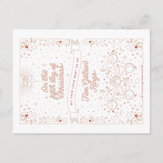 VIJFDE DAG VAN KERST / Kerstkaart Feestdagenkaart (Voorkant)