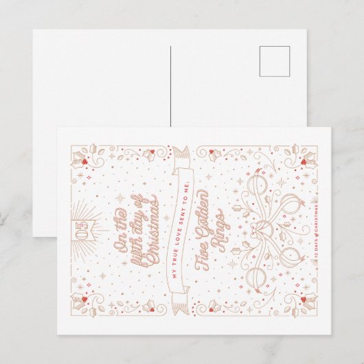 VIJFDE DAG VAN KERSTMIS / Kerstkaart Feestdagenkaart (Voorkant / Achterkant)