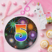 Vijfde evenement - Fun, kleurrijk, Vet, Regenboog  Papieren Bordje (Feest)