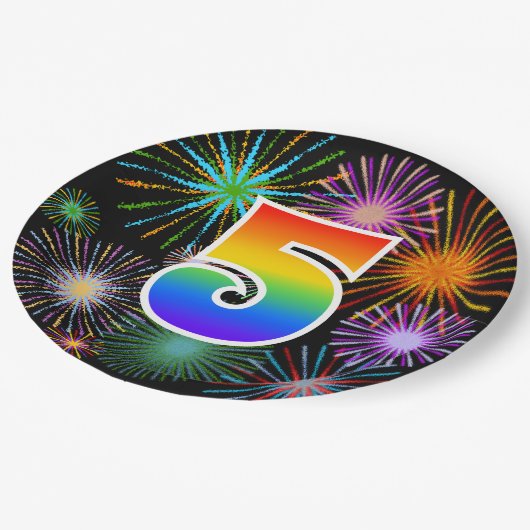 Vijfde evenement - Fun, kleurrijk, Vet, Regenboog Papieren Bordje (Gekanteld)