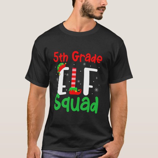 Vijfde graad ELF Squad Funny Kerstmis ELF Kinder T T-shirt (Voorkant)