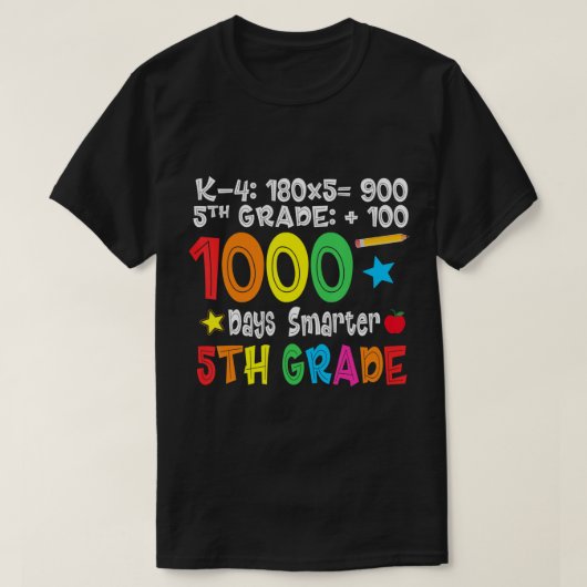 Vijfde graad leraar - 1000 dagen slimmer 100 dagen t-shirt (Design voorkant)