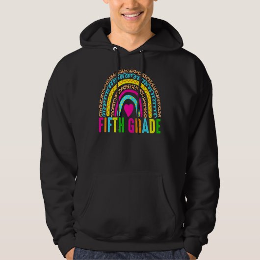 Vijfde graad leraar leopard-regenboog hoodie (Voorkant)
