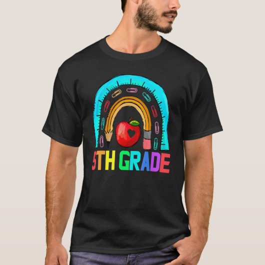 Vijfde graad leraar leopard-regenboog t-shirt (Voorkant)