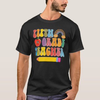 Vijfde graad leraar terug naar school Retro Groovy T-shirt