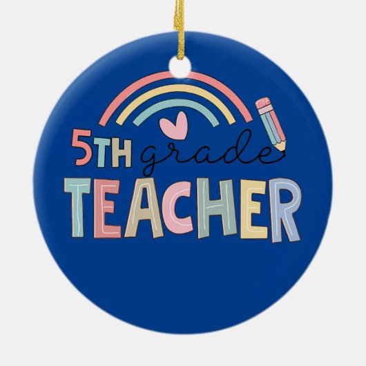 Vijfde graad lerarenteam 5e Gradenplein Regenboog Keramisch Ornament (Achterkant)