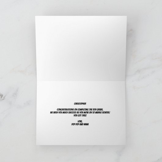 Vijfde graad School Afstuderen felicitaties Kaart (Binnen)