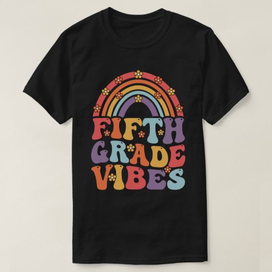 Vijfde graad Vibes Boho regenboog terug naar schoo T-shirt (Design voorkant)