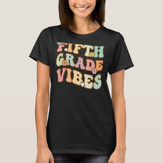 Vijfde graad Vibes Retro 5e klas leraar T-shirt (Voorkant)