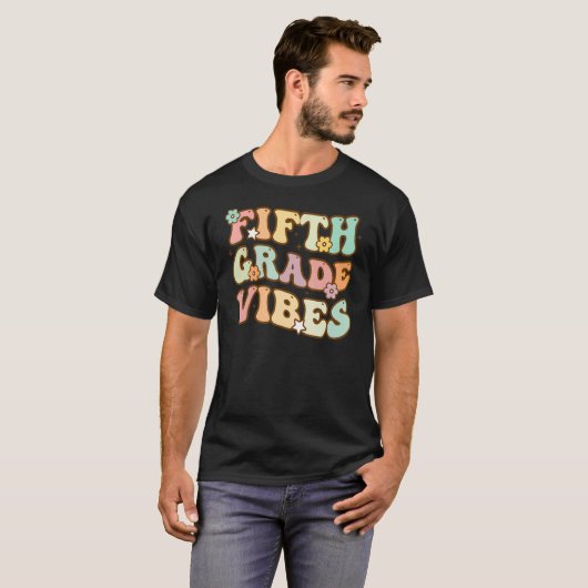 Vijfde graad Vibes Retro 5e klas leraar T-shirt (Voorkant volledig)