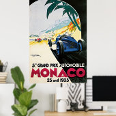 Vijfde Grand Prix de Monaco, 1933, Vintage Poster (Thuiskantoor)