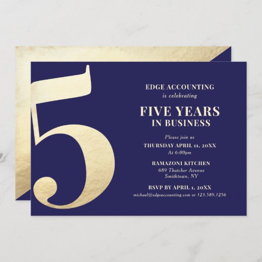 Vijfde jaar Uitnodiging tot Jubileum (Voorkant / Achterkant)