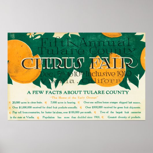 Vijfde jaarbeurs van Tulare County Citrus Poster (Voorkant)