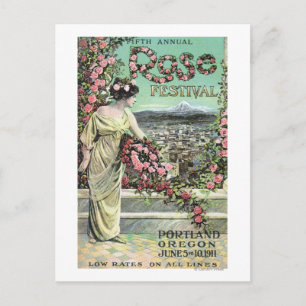 Vijfde jaarlijkse Roos Festival Advertisement Briefkaart