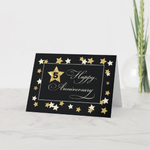 Vijfde Jubileum Black Gold Effect Stars Kaart