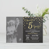 Vijfde Jubileum Chalkboard Black en Gold Kaart (Staand voorkant)