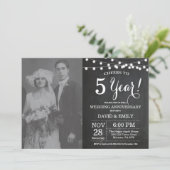 Vijfde Jubileum Chalkboard Foto van Weddenschap Kaart (Staand voorkant)