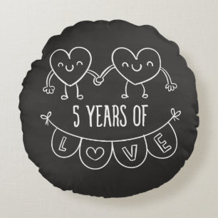 Vijfde Jubileum: Gift Chalk Hearts Rond Kussen