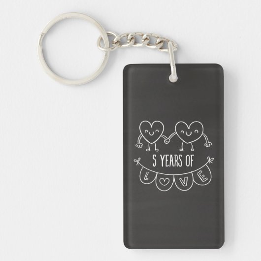 Vijfde Jubileum: Gift Chalk Hearts Sleutelhanger (Voorkant)