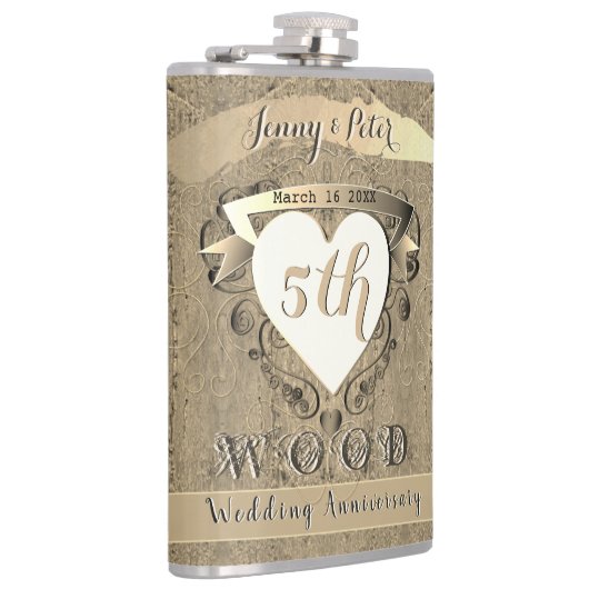 Vijfde Jubileum "Hout" Heupfles (Rechts)