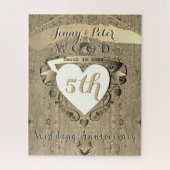Vijfde Jubileum "Hout" Jigzaag Puzzle Legpuzzel (Verticaal)
