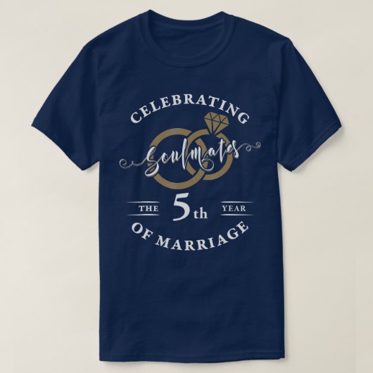 Vijfde Jubileum van het huwelijk 5 jaar T-shirt (Design voorkant)