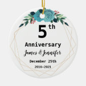 Vijfde Jubileum voor bruiloft - Aangepaste namen e Keramisch Ornament (Voorkant)