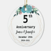 Vijfde Jubileum voor bruiloft - Aangepaste namen e Keramisch Ornament (Links)